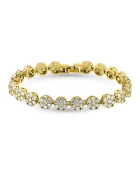 Macy's 7 ct. t.w 2mm Round Cut Cubic Zirconia Stones Cluster Flower Link Bracelet, Created for