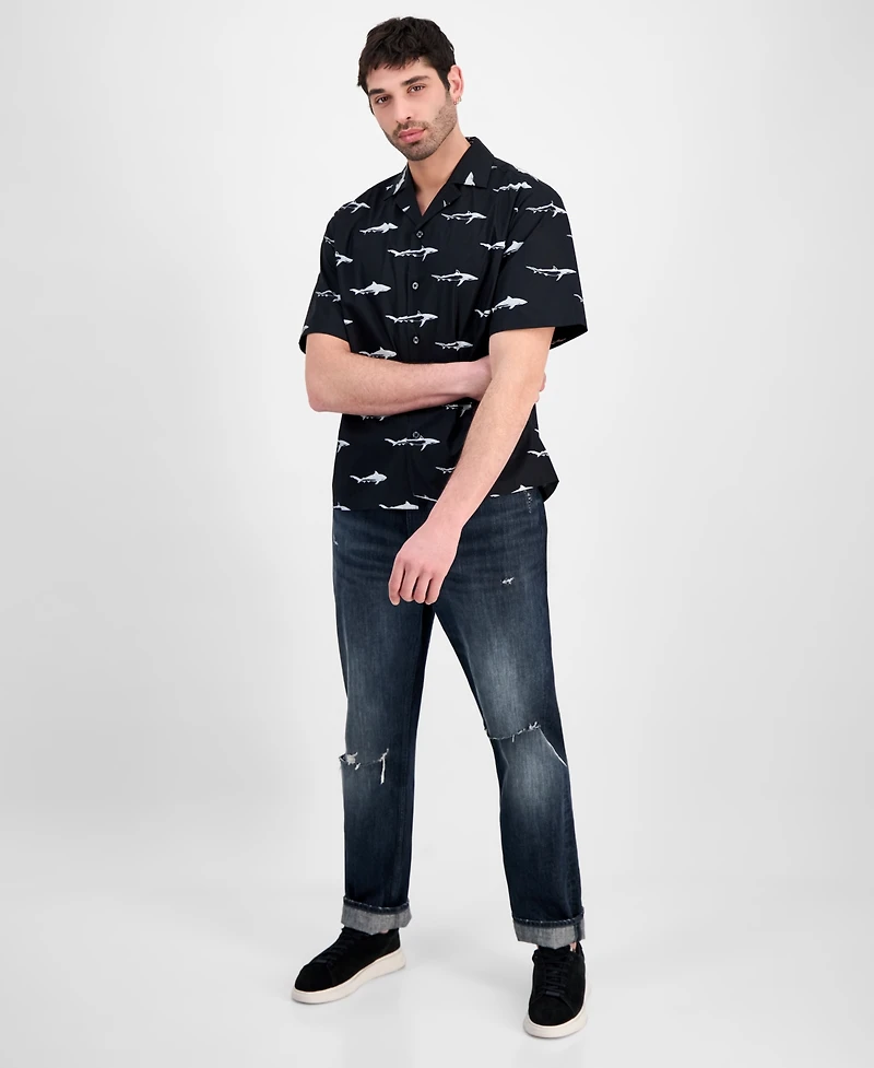 Hugo by Boss Men's Eligino Shark Print Short-Sleeve Shirt