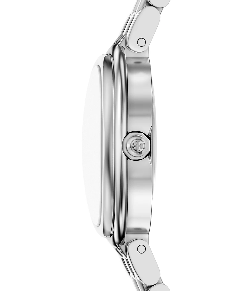 Tory Burch Women's The Oval Quartz Two-Hand Silver Stainless Steel Watch, 30mm
