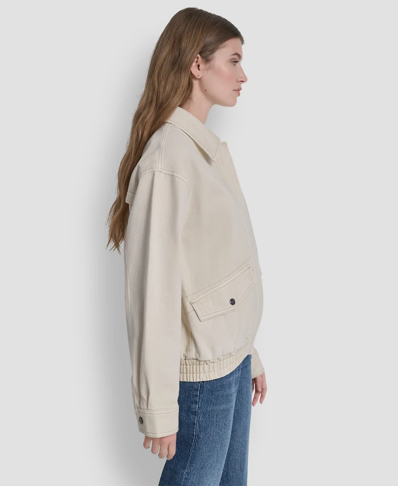 Dkny Women's Denim Bomber Coat