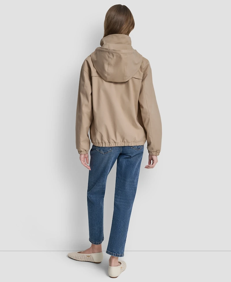 Dkny Women's Stand Collar Bomber Raincoat