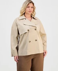 Anne Klein Essentials Plus Size Double Breasted Blazer Pull On Wide Leg Pants