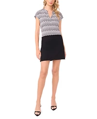 Vince Camuto Women's V-Neck Front Placket Short-Sleeve Blouse