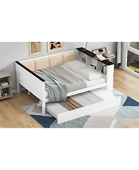 Streamdale Furniture Wood Daybed with Storage, Usb, and Trundle