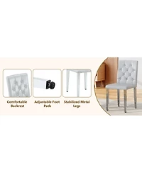 Streamdale Furniture Streamdale Pu Dining Chair with Ergonomic Buckle Backrest and Adjustable Feet