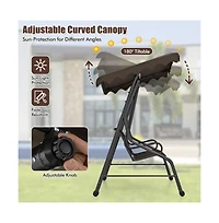3-Seat Outdoor Porch Canopy Swing with Adjustable Shading