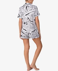 Dkny Women's Short-Sleeve Notch Collar Top & Boxers, 2-Piece Set