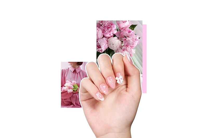 Beetles X Press Short Almond French Tip Press-On Nails Gel Kit with Uv Light (224 pcs)