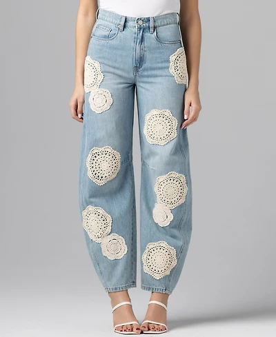 Blank Nyc Women's Crochet Barrel Leg Jeans