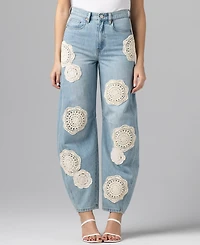 Blank Nyc Women's Crochet Barrel Leg Jeans