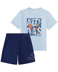 adidas Baby Boys' Graphic Crewneck T-Shirt and Shorts, 2-Piece Set
