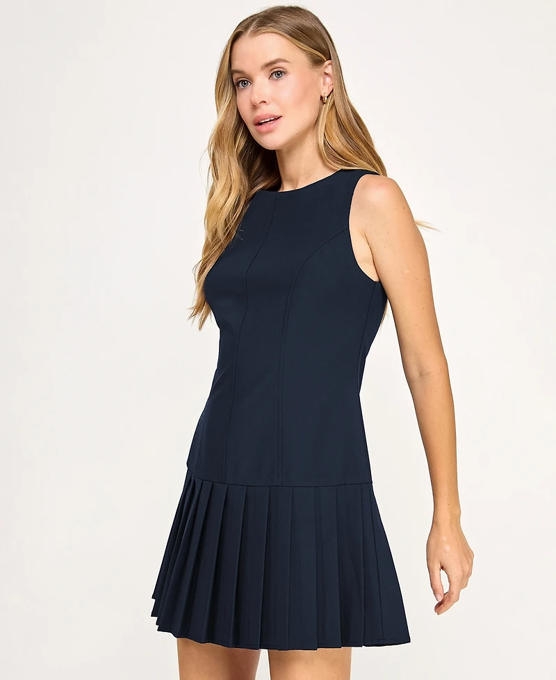 City Studios Juniors' Pleated Skirt Drop Waist Sleeveless Dress