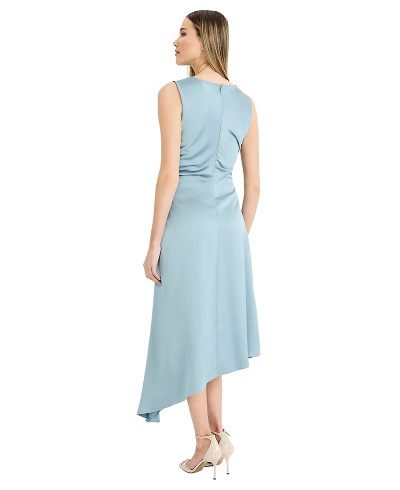 Luxely Women's Asymmetrical Jewel Neck Midi Dress