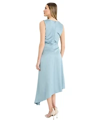 Luxely Women's Asymmetrical Jewel Neck Midi Dress