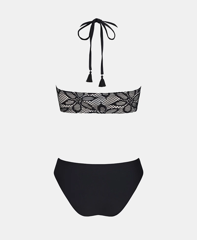 Cupshe Women's Halter Triangle Bikini Set with Tassel Detail