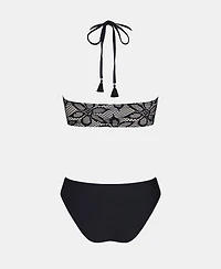 Cupshe Women's Halter Triangle Bikini Set with Tassel Detail
