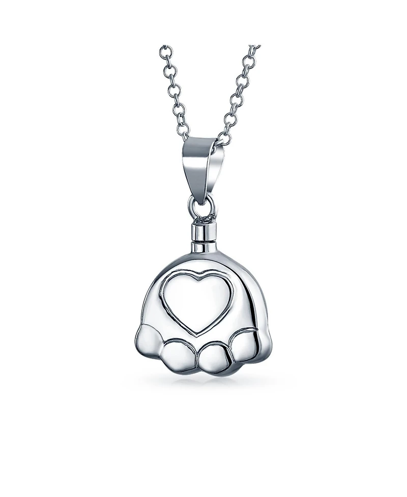 Bling Jewelry Dog Cat Puppy Paw Print Jewelry Holder For Ashes Pendant Locket Sterling Silver