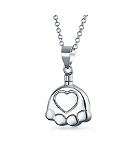 Bling Jewelry Dog Cat Puppy Paw Print Jewelry Holder For Ashes Pendant Locket Sterling Silver