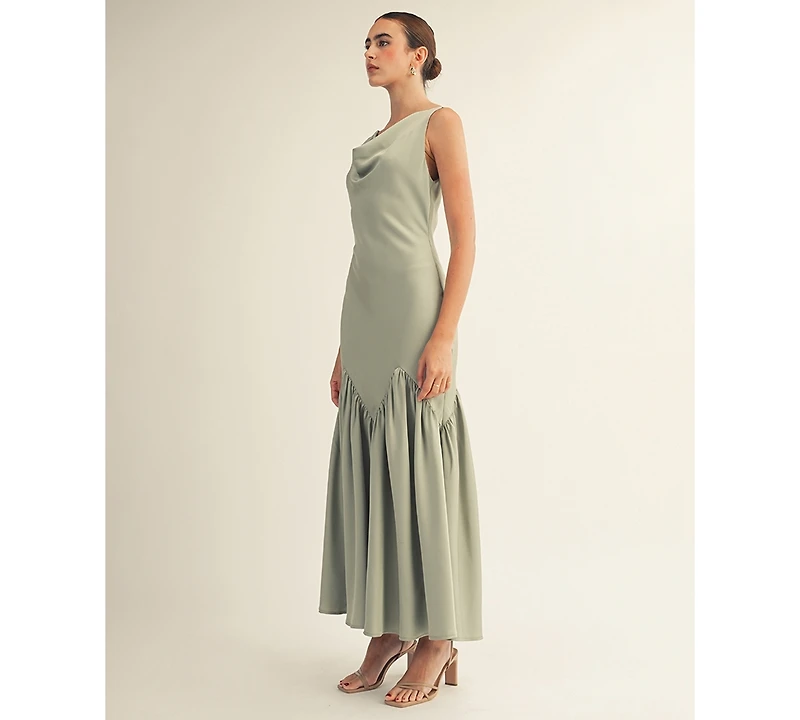 Arose Studio, Inc Women's Cowl Neck Mermaid Midi Dress