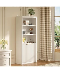 gaomon Tall 5-Shelf Wooden Bookcase with Doors, 31.5" Wide Farmhouse Book Shelf, Adjustable Top Shelf