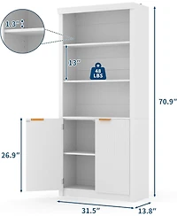 gaomon Tall 5-Shelf Wooden Bookcase with Doors, 31.5" Wide Farmhouse Book Shelf, Adjustable Top Shelf