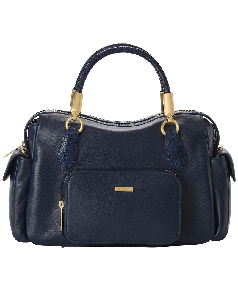 Brahmin Micaela Rolled Handles Medium Leather Satchel Bag