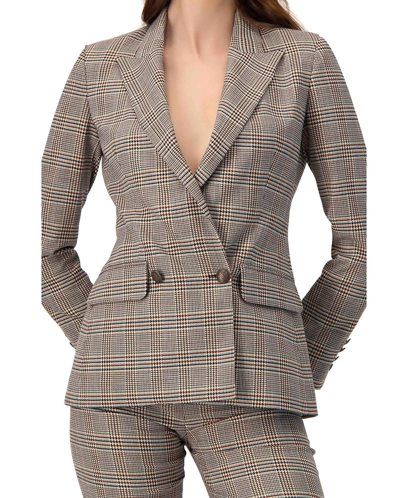 Ivonne Women's Double-Breasted Prince of Wales Blazer