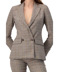 Ivonne Women's Double-Breasted Prince of Wales Blazer