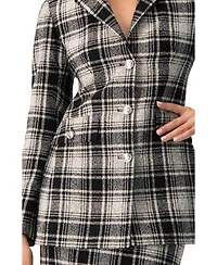 Ivonne Women's Checkered Three Button Blazer