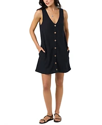 O'Neill Women's Sanders Button-Front Woven Mini Dress