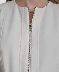 Dkny Women's Sleeveless Zipper Front Crewneck Sheath Dress