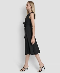 Dkny Women's Sleeveless Boat Neck Midi Dress