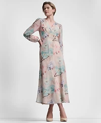 Dkny Women's V-Neck Fit and Flare Long Dress