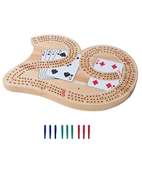 Gse Games & Sports Expert Wooden 3-Track 29 Cribbage Board Game with Plastic Pegs, Classic Three-Person Cribbage Board