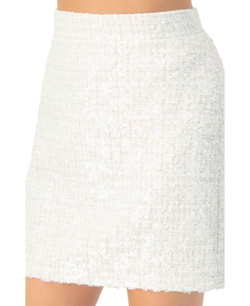 Ivonne Women's Boucle Mini Skirt With Sequin Details