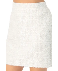 Ivonne Women's Boucle Mini Skirt With Sequin Details