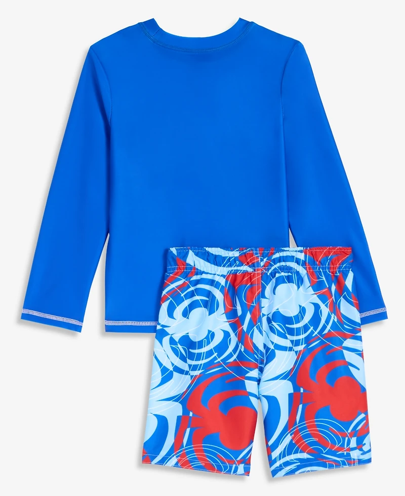 Spider-Man Boys' 4-7 Spidey Long-Sleeve Rash Guard & Mesh-Lined Swim Trunks, 2-Piece Set