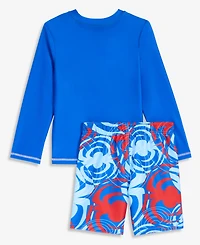 Spider-Man Boys' 4-7 Spidey Long-Sleeve Rash Guard & Mesh-Lined Swim Trunks, 2-Piece Set