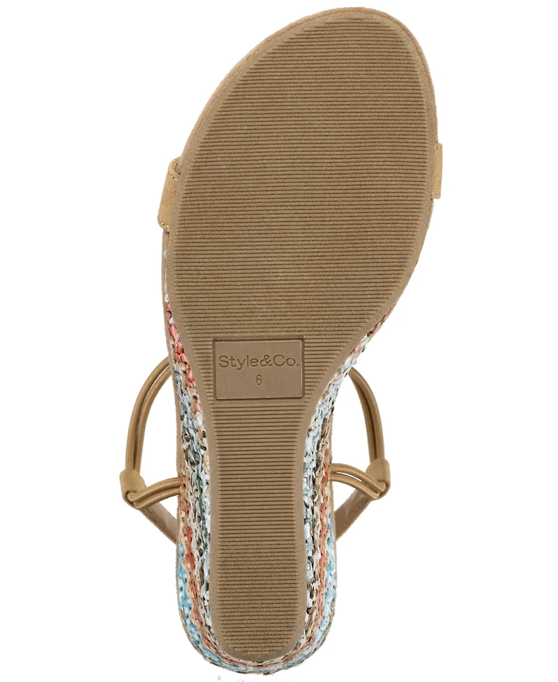 Style & Co Women's Mulan Elastic T-Strap Wedge Sandals, Macy's Exclusive