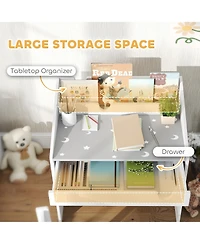Hongge Kids Desk and Chair Set with Storage Organizer for Ages Three and Up