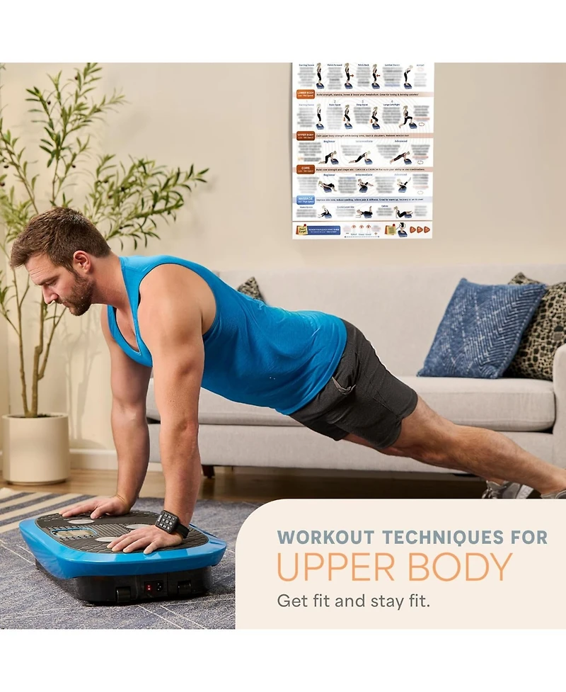 Lifepro Whole Body Vibration Plate Exercise Poster – Full-Body Workout Guide with Training Suggestions & Step-by-Step Instructions for Vibratio