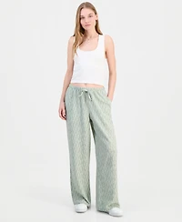 Hippie Rose Juniors' Lightweight Printed Wide-Leg Pants