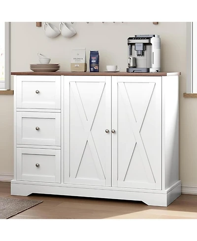 gaomon Buffet Cabinet with Storage Drawers and Doors, Farmhouse Coffee Bar Cabinet with Adjustable Shelf for Kitchen, Living Room