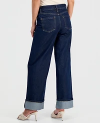 I.n.c. International Concepts Petite High-Rise Pintuck Cuffed Wide-Leg Jeans, Created for Macy's