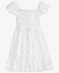With Jules Big Girls Short-Sleeve Smocked-Bodice Dress