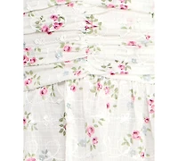 City Studios Juniors' Embroidered Floral Puff-Sleeve Cutout Dress