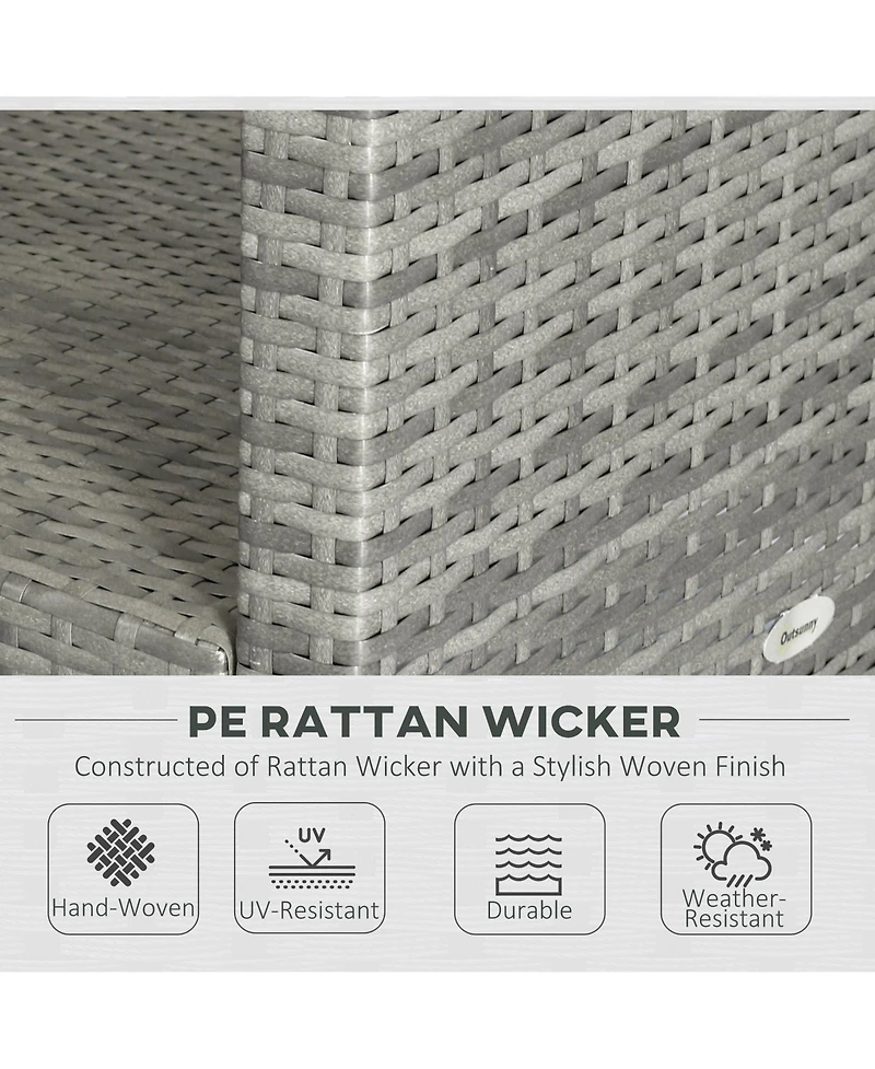 Outsunny 4 Piece Patio Furniture Set, Wicker Loveseat, Chairs & Table,