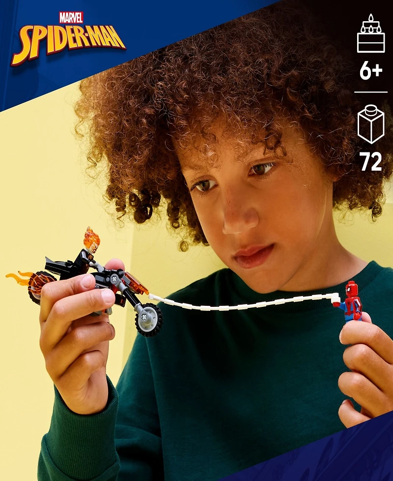 Lego Marvel Spider-Man vs. Ghost Rider Motorcycle Building Toy 76335, 72 Pieces