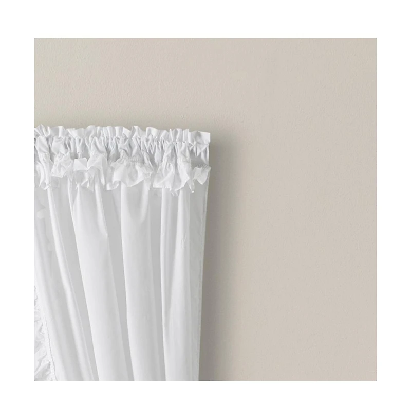 Ellis Curtain Classic Narrow Ruffle 2-Piece Rod Pocket Curtain Panel, White