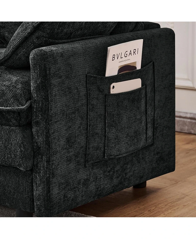 Streamdale Furniture 101.9" 3-Seater Cashmere Sofa w/ Movable Ottoman, Modular Design